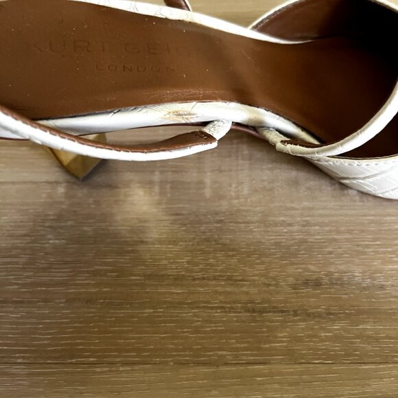 Kurt Geiger Della Beige Croc Print Pointed Toe Slingback High Heels - Picture 10 of 11